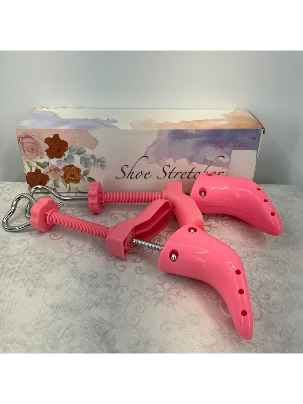 Pink Adjustable Shoe Stretcher Pair For Women With Box